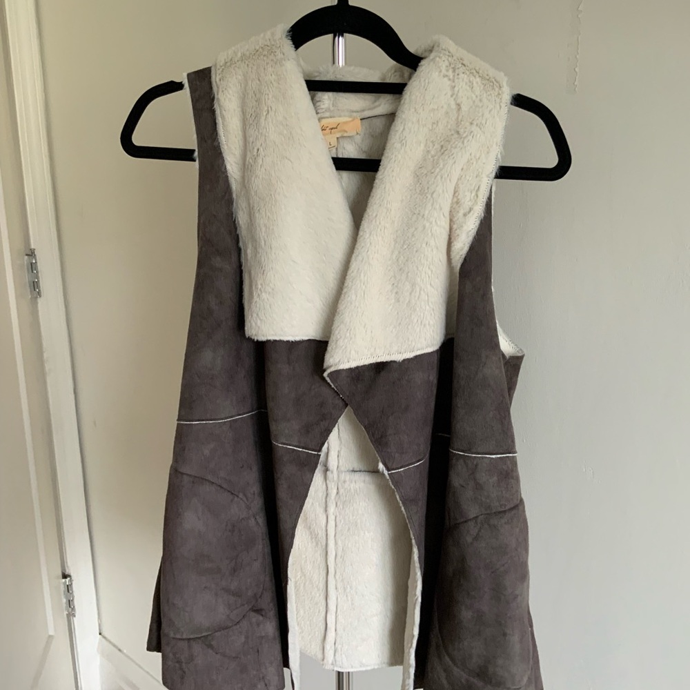 Women's Gray and Cream Vest